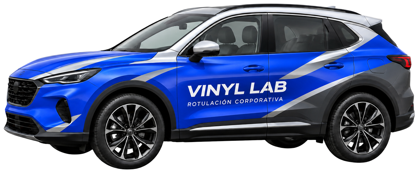 El mismo vehículo con gráfica azul VINYL LAB